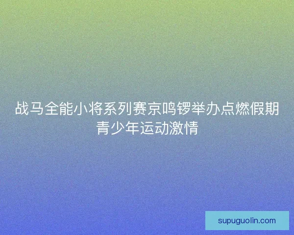 战马全能小将系列赛京鸣锣举办点燃假期青少年运动激情